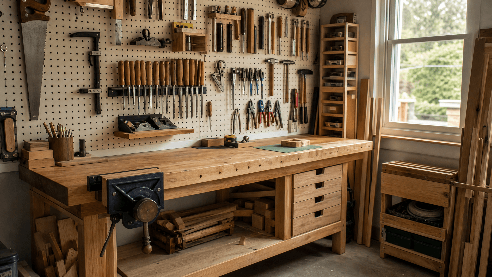 Tidy home garage workshop